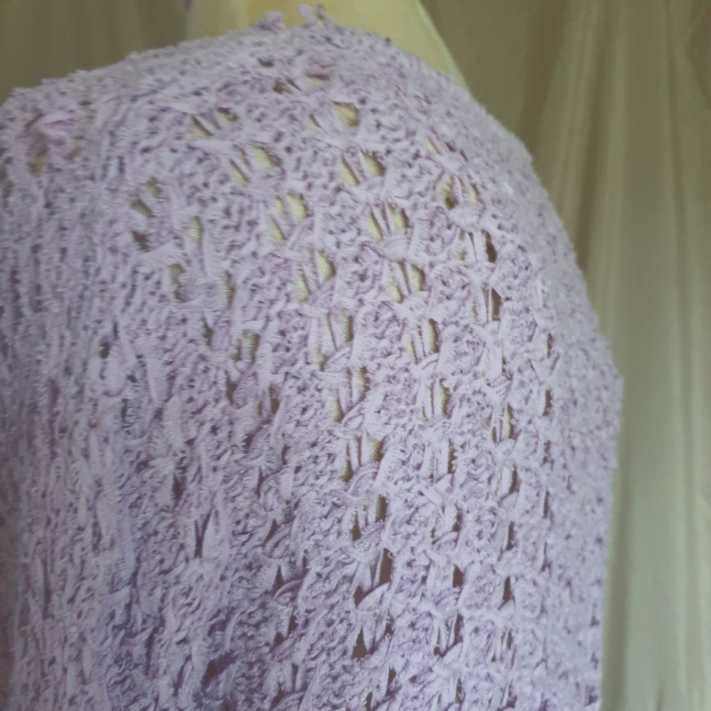 Free People Best Of You Open Weave Knit V-Neck Sweater in Light Purple Moo Sz XS - Picture 8 of 15